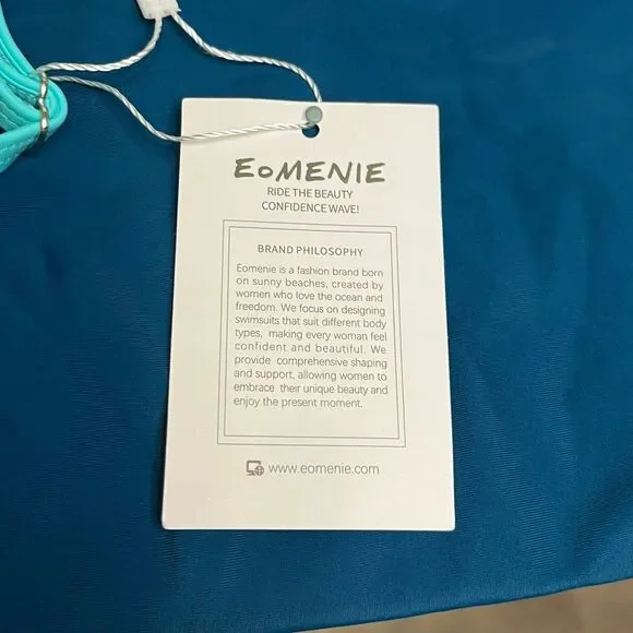 NEW Eomenie Slimming Ruched One-Piece Bathing Suit, Teal & Aqua Blue, Medium - Picture 8 of 9